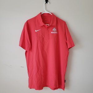 Ohio State Buckeyes 1/4 Snap Polo Shirt Mens Large Salmon Nike Dri-Fit NCAA NWT